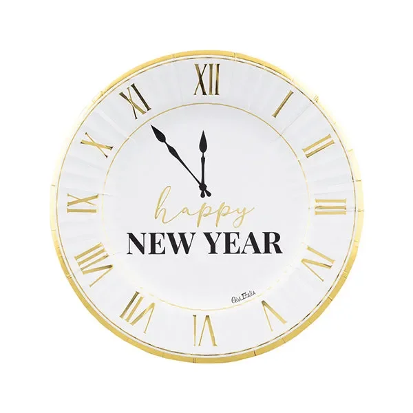 Givi Piatti Happy New Year Clock White D 23 Cm 8 Pz