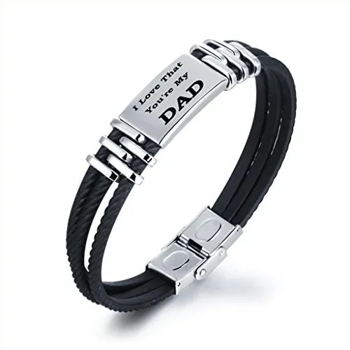 Gkmamrg Padre Tags Regalo da Uomo, Bracciale con Dad Silicone Bracciali 21cm