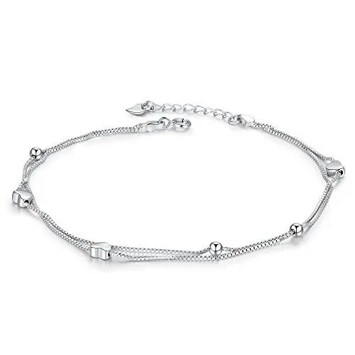 Glittel® Cavigliere doppia catena a piedi nudi donna di argento F1003