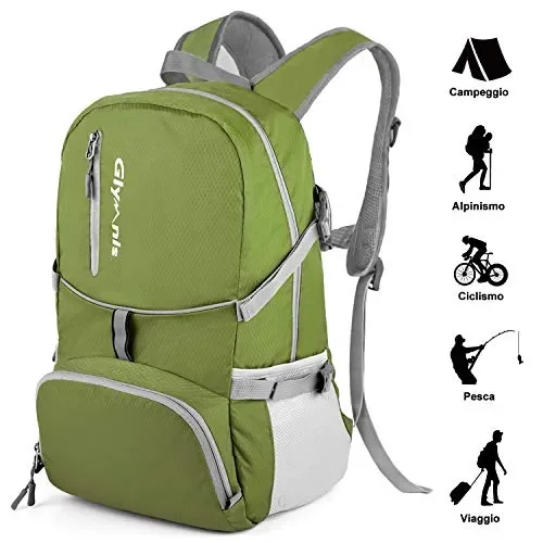 Glymnis Zaino Ripiegabile 30L da Viaggio Pieghevole Impermeabile Verde