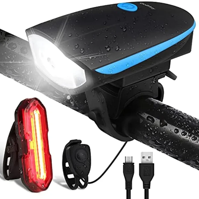 Gobikey Luci Biciclette LED, Anteriore e Posteriore USB Ricaricabile e Impermeabile IP65, 1200 mAh luci MTB per Uomini Donne, Bambini, Combinazione di Luci per Mountain Bike Impermeabili