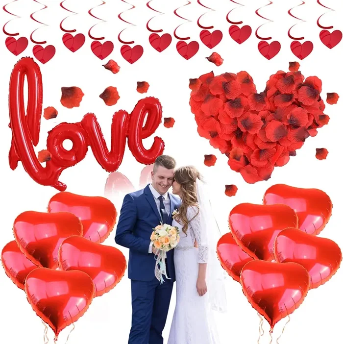 Gohytal Set di Decorazioni Romantica, San Valentino Decorazioni Idee per Lei Palloncino San Valentino Palloncini Cuore Rosso Sorprese Romantiche Decorazioni per Matrimonio Anniversario San Valentino