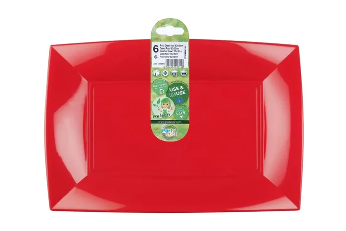 Gold Plast Piatto Rettangolare Nice Rosso China 345 x 230 Mm Sconti