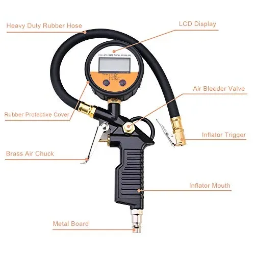 GOLDGE Manometro Digitale 255 PSI, Alta Precisione Pressione Gomme… - immagine 2