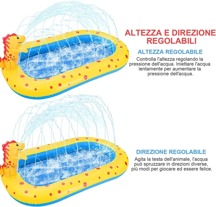 GOLDGE Tappetino Gioco d’Acqua per Bambini Piscina Gonfiabile da 170cm, Tappetino per Irrigatore con Piscina Gonfiabile Resistente Giardino Estivo Acqua Spray Giocattoli per Famiglie All’aperto - immagine 3