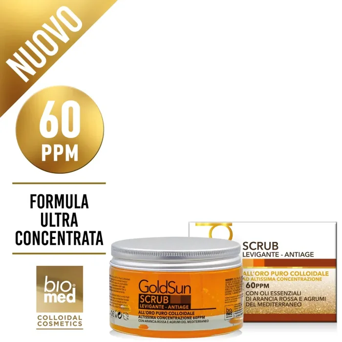 GOLDSUN SCRUB LEVIGANTE ALL’ORO ATTIVO BIOMED – ANTICELLULITE, ANTI-AGE 200ml In saldo