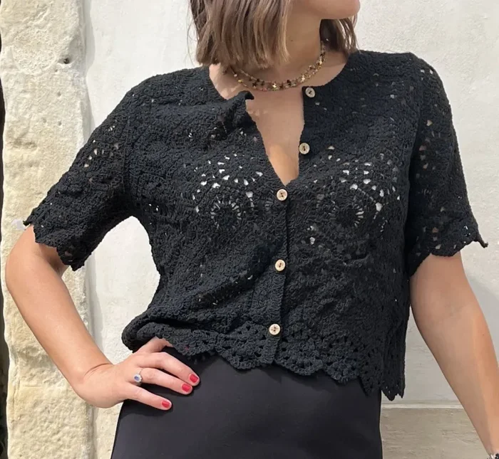 GOLFINO CROCHET MEZZA MANICA - immagine 2