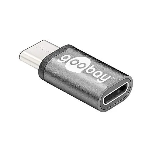 Goobay 56635 Adattatore da USB-C a USB 2.0 Micro Tipo B, Grigio, Nero