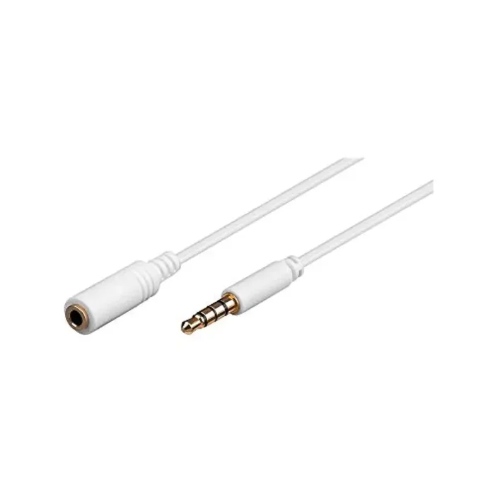 Goobay 62360 Prolunga Audio e Cuffie AUX, 4 Pin da 3.5mm Slim, CU, Bianca, 1m Lunghezza del Cavo