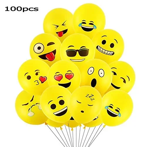 Goushy 100pcs Palloncini Colorati Emoji Emoticon per Compleanni Festa giallo