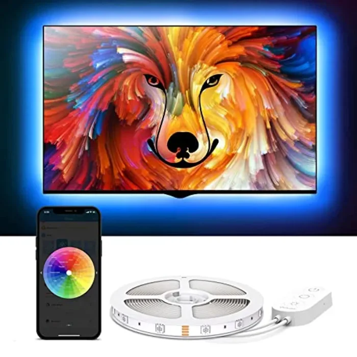 Govee Retroilluminazione 2m TV, Striscia LED RGB USB con App Control, Led Monitor 7 Modalità 16 Milioni Colori DIY per HDTV da 40-60 Pollici, 4 × 50cm, 5V, 2A