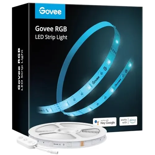 Govee Striscia LED Smart 5m, Strisce LED WiFi RGB Compatibile con Alexa e Google Smart Home, Luci LED Colorati APP Sincronizzazione con La Musica per Decorare La Casa Camera Da Letto Party Bar Gaming