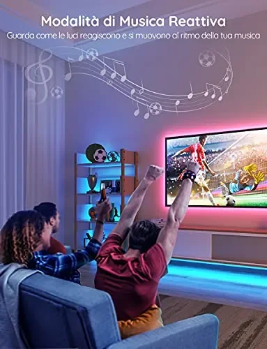 Govee Striscia LED Smart 5m, Strisce LED WiFi RGB Compatibile con Alexa e Google Smart Home, Luci LED Colorati APP Sincronizzazione con La Musica per Decorare La Casa Camera Da Letto Party Bar Gaming - immagine 2