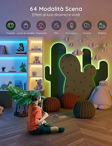 Govee Striscia LED Smart 5m, Strisce LED WiFi RGB Compatibile con Alexa e Google Smart Home, Luci LED Colorati APP Sincronizzazione con La Musica per Decorare La Casa Camera Da Letto Party Bar Gaming - immagine 3