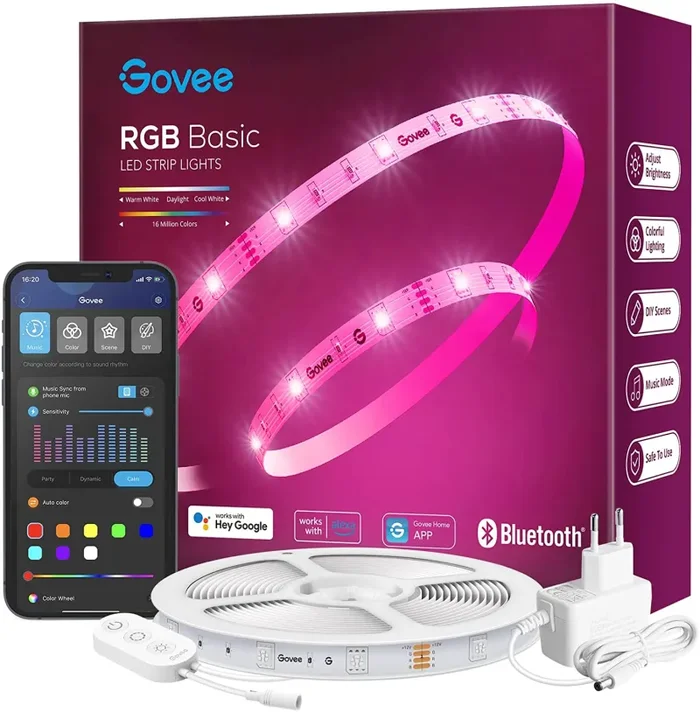 Govee Striscia LED Smart 5m, Strisce LED WiFi RGB Compatibile con Alexa e Google Smart Home, Luci LED Colorati APP Sincronizzazione con La Musica per Decorare La Casa Camera Da Letto Party Bar Gaming - immagine 2