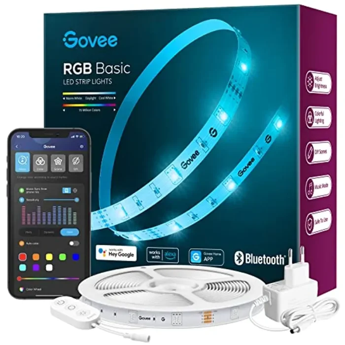 Govee Striscia LED Smart 5m, Strisce LED WiFi RGB Compatibile con Alexa e Google Smart Home, Luci LED Colorati APP Sincronizzazione con La Musica per Decorare La Casa Camera Da Letto Party Bar Gaming - immagine 3