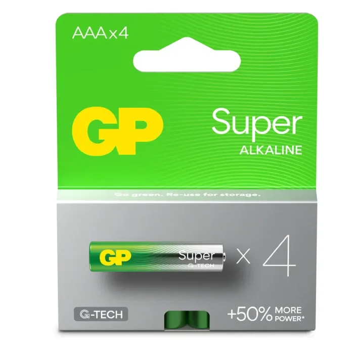 GP Battery | GP151428 | Batteria Super Alcalina 1,5V Mini Stilo AAA / 24A-2U4 / LR03 (Confezione 4 Pezzi)