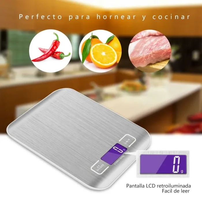 GPISEN Bilancia da Cucina Smart Digitale con Funzione Tare,5kg/11 lbs Argento - immagine 2