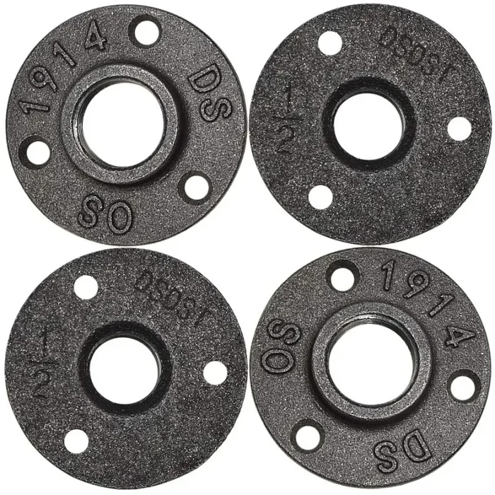 GPOWER – Set di 20 flange per pavimenti, con flangia da 1,2 cm, in ferro nero industriale, decorazione per mobili fai da te, montaggio idraulico filettato per lampade Steampunk vintage e scaffali, - immagine 2
