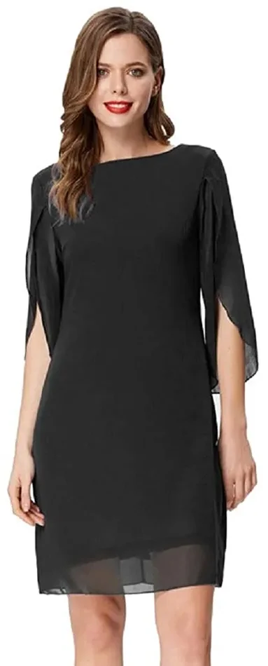 GRACE KARIN Abito Donna Estivo Vestito Chiffon Manica Corta Estiva Top Casual in Chiffon Girocollo Moda - immagine 2