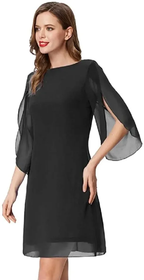 GRACE KARIN Abito Donna Estivo Vestito Chiffon Manica Corta Estiva Top Casual in Chiffon Girocollo Moda - immagine 3
