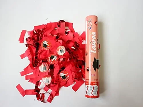 Graziano, Tubo Spara Coriandoli ad Aria Compressa, Ideali per Feste di Compleanno o per Festeggiare una Laurea, Contiene Stelle Filanti Rosse - immagine 2