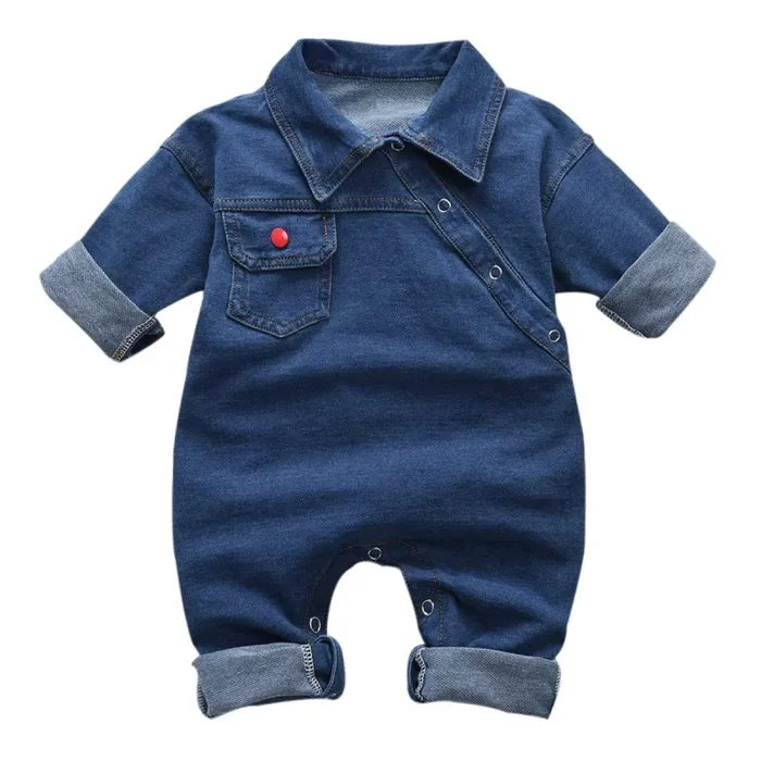 greatmtx Pagliaccetto neonato, tutina tuta jeans bambino, denim manica… Vendita calda
