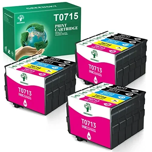 GREENSKY T0715 Multipack Cartucce D’Inchiostro Compatibili per Epson T0715 Multipack T0711 T0712 T0713 T0714 Sostituzione per Epson SX110 SX218 SX210 SX200 SX215 SX400 DX4400 DX8400 BX300F(15 Pack)