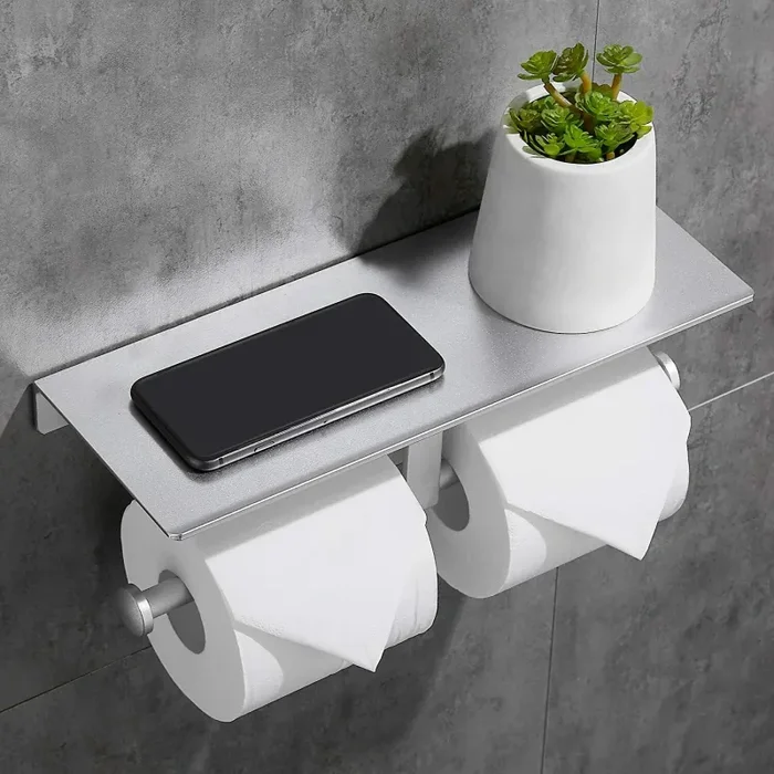 Gricol Portarotolo di carta igienica Porta Carta Igienica Autoadesivo Argento