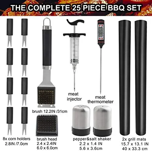 grilljoy Ensemble Barbecue, 24 pcs Accessori in Acciaio Inox acciaio/inox - immagine 3