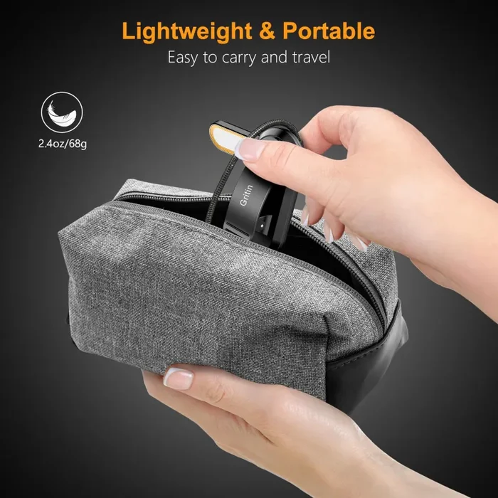 Gritin 19 LEDs Luce da Lettura, Lampada da Lettura con Clip Ricaricabile USB con 3 Temperature di Colore, 5 Luminosità regolabili, Lunga Durata, 360°Flessibile Lampada Luce Libro per Lettori e Bambini - immagine 2