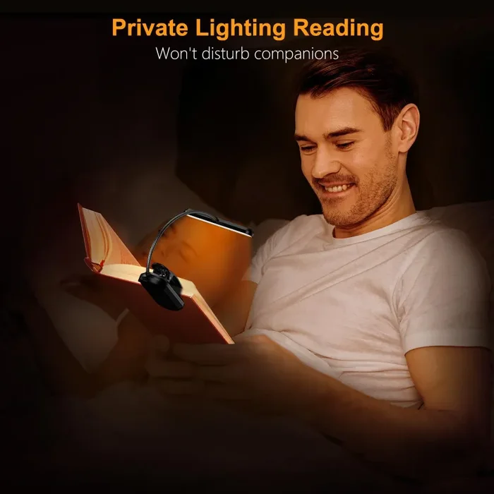 Gritin 19 LEDs Luce da Lettura, Lampada da Lettura con Clip Ricaricabile USB con 3 Temperature di Colore, 5 Luminosità regolabili, Lunga Durata, 360°Flessibile Lampada Luce Libro per Lettori e Bambini - immagine 3