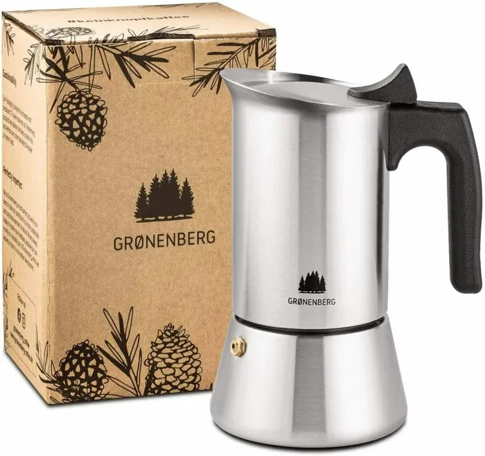 Groenenberg Moka 2 Tazze (100 ml) | Caffettiera Espresso Maker (Acciaio…
