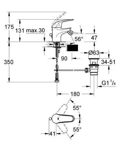 Grohe 23266000 Miscelatore Monocomando Bidet, 0 W, Cromo - immagine 2