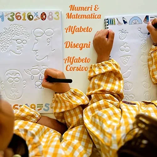 GROOVE Calligraphy 4 Quaderni Riutilizzabili, A4 con Scanalature Premium, Alfabeto, Corsivo, Numeri, Disegni+2 Penne Magiche+10 Inchiostro+2 Correttori di Postura delle Dita - immagine 3