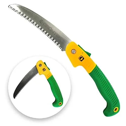 GRÜNTEK Sega da Potatura Pieghevole 180 mm. a Mano Giallo, Verde