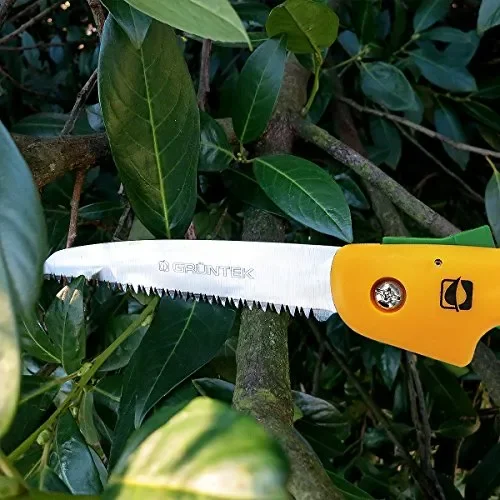 GRÜNTEK Sega da Potatura Pieghevole 180 mm. a Mano Giallo, Verde - immagine 3