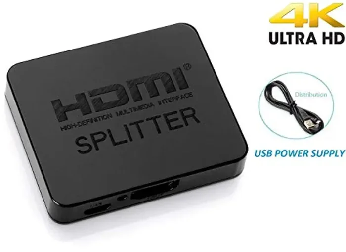 GuangDa, splitter HDMI 1 in 2 uscite, 4K HDMI splitter per due monitor, 1×2 HDI splitter 1 a 2 amplificatore per Full HD 1080p 3D con cavo HDMI ad alta velocità (1 sorgente su 2 display) (nero) - immagine 3
