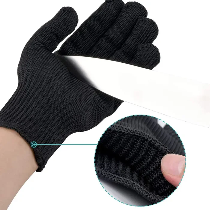 Guanti da lavoro resistenti al taglio ai coltelli, Black - immagine 3