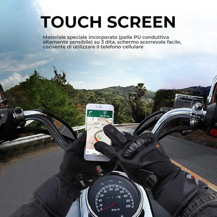 Guanti Moto Invernali, da Impermeabili Touch Screen per L, Nero - immagine 2