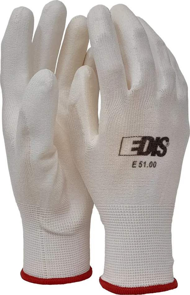 Guanto in poliestere spalmato in poliuretano a trama liscia EDIS – E51.00N BIANCO