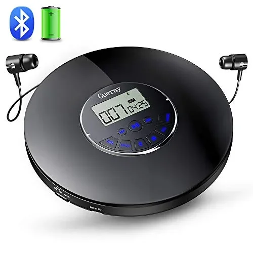 Gueray Lettore CD Portatile Bluetooth con Batteria al litio 1400 mAh…