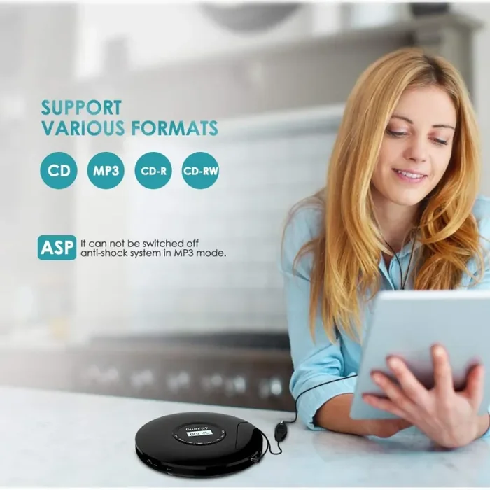 Gueray Lettore CD Portatile con Batteria al litio 1400 mAh incorporato - immagine 2