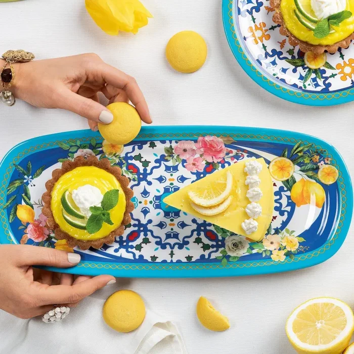 GUZZINI Vassoio Rettangolare Piccolo Flower & Lemon 39,5 x 16,5 x 2,5 Melamina Table Decor - immagine 2