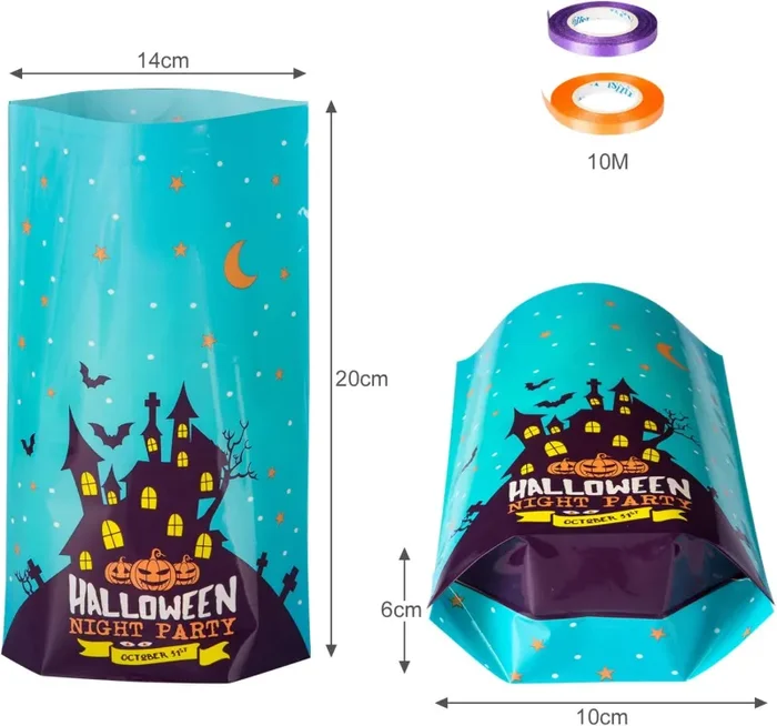 Gwhole Confezione da 72 Sacchetti di Halloween Borse di Dolcetto o Scherzetto Sacchetto Sacchetti a Caramelle Sacchetti Regalo per Bambino Sacchetto Decorazione di Festa Halloween - immagine 3