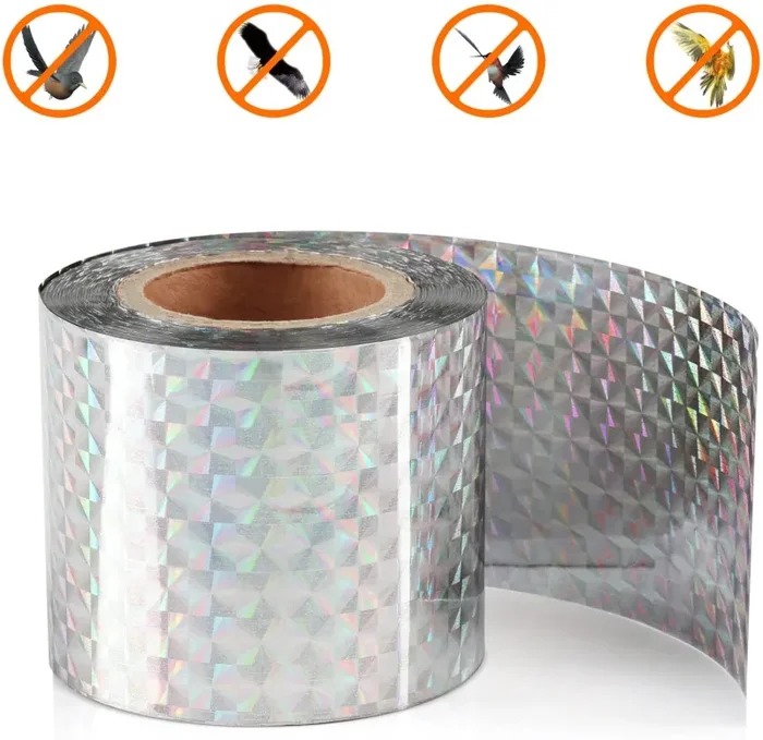 GWHOLE Nastro Repellente Antiuccelli, Protezione contro Piccioni e Altri Volatili – Superficie Riflettente – 45M