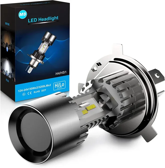 H4/9003/HB2 Lampadina LED per Fari Moto/Scooter, 6400LM, 6000K Bianco, 12V, Confezione da 1 - immagine 2