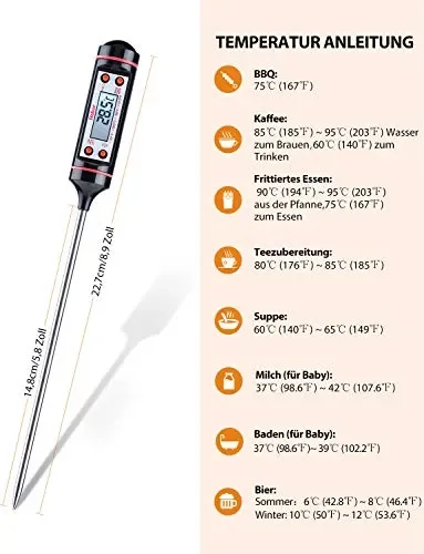 Habor, Termometro Digitale da Cucina con 5,9″ Sonda, Display LED & 1Pack - immagine 2