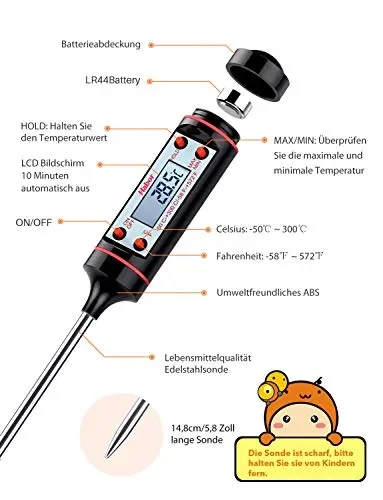 Habor, Termometro Digitale da Cucina con 5,9″ Sonda, Display LED & 1Pack - immagine 3