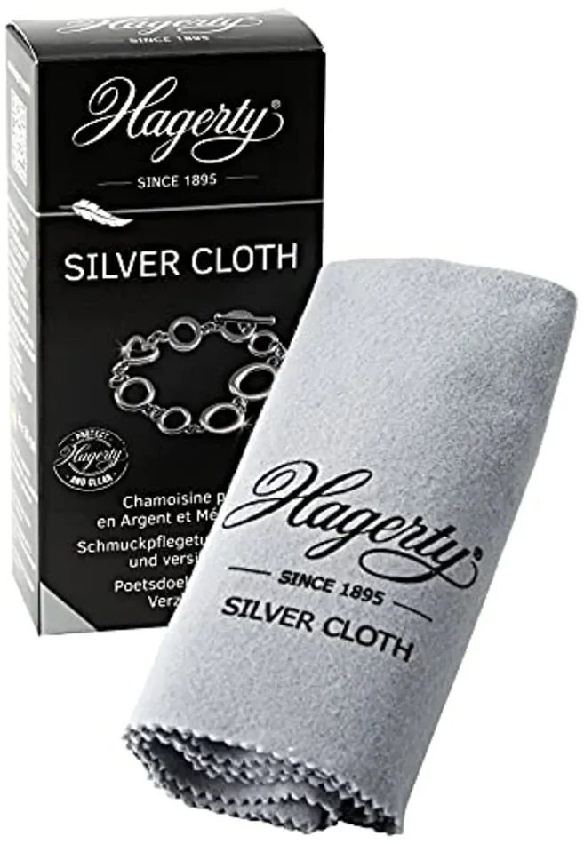 Hagerty Silver Cloth Panno detergente per gioielli 36x30cm I Panno in cotone impregnato I Panno efficace per argento con antiossidante per la pulizia di gioielli d’argento, placcati argento